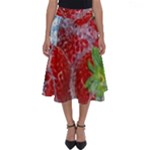 Red Strawberries Water Squirt Strawberry Fresh Splash Drops Perfect Length Midi Skirt