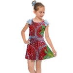 Red Strawberries Water Squirt Strawberry Fresh Splash Drops Kids  Cap Sleeve Dress