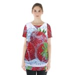 Red Strawberries Water Squirt Strawberry Fresh Splash Drops Skirt Hem Sports Top