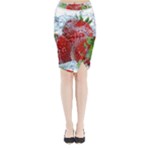 Red Strawberries Water Squirt Strawberry Fresh Splash Drops Midi Wrap Pencil Skirt