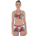 Red Strawberries Water Squirt Strawberry Fresh Splash Drops Racerback Boyleg Bikini Set