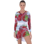 Red Strawberries Water Squirt Strawberry Fresh Splash Drops Asymmetric Cut-Out Shift Dress