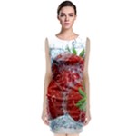 Red Strawberries Water Squirt Strawberry Fresh Splash Drops Sleeveless Velvet Midi Dress