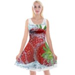 Red Strawberries Water Squirt Strawberry Fresh Splash Drops Reversible Velvet Sleeveless Dress
