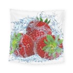 Red Strawberries Water Squirt Strawberry Fresh Splash Drops Square Tapestry (Small)