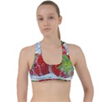 Red Strawberries Water Squirt Strawberry Fresh Splash Drops Criss Cross Racerback Sports Bra