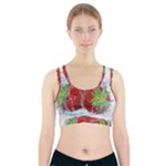 Red Strawberries Water Squirt Strawberry Fresh Splash Drops Sports Bra With Pocket