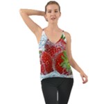 Red Strawberries Water Squirt Strawberry Fresh Splash Drops Chiffon Cami