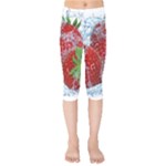 Red Strawberries Water Squirt Strawberry Fresh Splash Drops Kids  Capri Leggings 