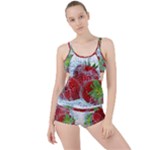 Red Strawberries Water Squirt Strawberry Fresh Splash Drops Boyleg Tankini Set 