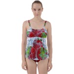 Red Strawberries Water Squirt Strawberry Fresh Splash Drops Twist Front Tankini Set