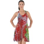 Red Strawberries Water Squirt Strawberry Fresh Splash Drops Show Some Back Chiffon Dress