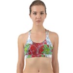 Red Strawberries Water Squirt Strawberry Fresh Splash Drops Back Web Sports Bra