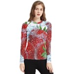 Red Strawberries Water Squirt Strawberry Fresh Splash Drops Women s Long Sleeve Rash Guard