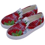 Red Strawberries Water Squirt Strawberry Fresh Splash Drops Kids  Canvas Slip Ons