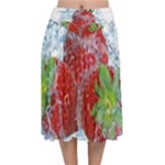 Red Strawberries Water Squirt Strawberry Fresh Splash Drops Velvet Flared Midi Skirt