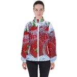 Red Strawberries Water Squirt Strawberry Fresh Splash Drops Women s High Neck Windbreaker