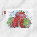 Red Strawberries Water Squirt Strawberry Fresh Splash Drops Canvas Cosmetic Bag (Large)