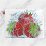 Red Strawberries Water Squirt Strawberry Fresh Splash Drops Canvas Cosmetic Bag (XXL)