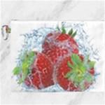 Red Strawberries Water Squirt Strawberry Fresh Splash Drops Canvas Cosmetic Bag (XXXL)