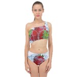 Red Strawberries Water Squirt Strawberry Fresh Splash Drops Spliced Up Two Piece Swimsuit