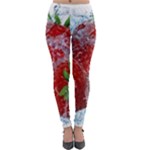 Red Strawberries Water Squirt Strawberry Fresh Splash Drops Lightweight Velour Leggings