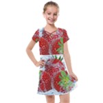 Red Strawberries Water Squirt Strawberry Fresh Splash Drops Kids  Cross Web Dress