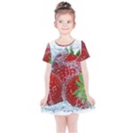 Red Strawberries Water Squirt Strawberry Fresh Splash Drops Kids  Simple Cotton Dress