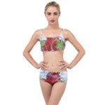 Red Strawberries Water Squirt Strawberry Fresh Splash Drops Layered Top Bikini Set