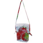 Red Strawberries Water Squirt Strawberry Fresh Splash Drops Folding Shoulder Bag