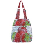 Red Strawberries Water Squirt Strawberry Fresh Splash Drops Center Zip Backpack