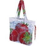 Red Strawberries Water Squirt Strawberry Fresh Splash Drops Drawstring Tote Bag