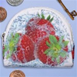 Red Strawberries Water Squirt Strawberry Fresh Splash Drops Horseshoe Style Canvas Pouch