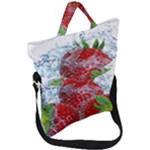 Red Strawberries Water Squirt Strawberry Fresh Splash Drops Fold Over Handle Tote Bag