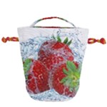 Red Strawberries Water Squirt Strawberry Fresh Splash Drops Drawstring Bucket Bag