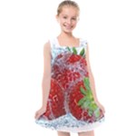 Red Strawberries Water Squirt Strawberry Fresh Splash Drops Kids  Cross Back Dress