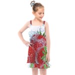 Red Strawberries Water Squirt Strawberry Fresh Splash Drops Kids  Overall Dress