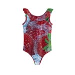 Red Strawberries Water Squirt Strawberry Fresh Splash Drops Kids  Frill Swimsuit