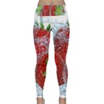 Red Strawberries Water Squirt Strawberry Fresh Splash Drops Lightweight Velour Classic Yoga Leggings