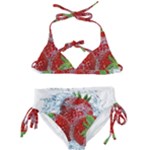 Red Strawberries Water Squirt Strawberry Fresh Splash Drops Kids  Classic Bikini Set