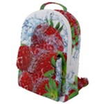 Red Strawberries Water Squirt Strawberry Fresh Splash Drops Flap Pocket Backpack (Small)