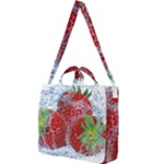 Red Strawberries Water Squirt Strawberry Fresh Splash Drops Square Shoulder Tote Bag