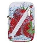 Red Strawberries Water Squirt Strawberry Fresh Splash Drops Belt Pouch Bag (Small)