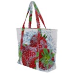 Red Strawberries Water Squirt Strawberry Fresh Splash Drops Zip Up Canvas Bag