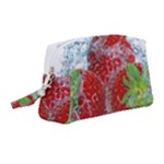 Red Strawberries Water Squirt Strawberry Fresh Splash Drops Wristlet Pouch Bag (Medium)