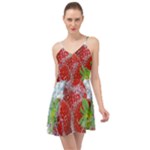 Red Strawberries Water Squirt Strawberry Fresh Splash Drops Summer Time Chiffon Dress