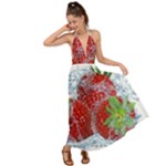 Red Strawberries Water Squirt Strawberry Fresh Splash Drops Backless Maxi Beach Dress