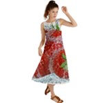 Red Strawberries Water Squirt Strawberry Fresh Splash Drops Summer Maxi Dress