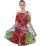 Red Strawberries Water Squirt Strawberry Fresh Splash Drops Cut Out Shoulders Chiffon Dress