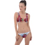 Red Strawberries Water Squirt Strawberry Fresh Splash Drops Ring Detail Crop Bikini Set